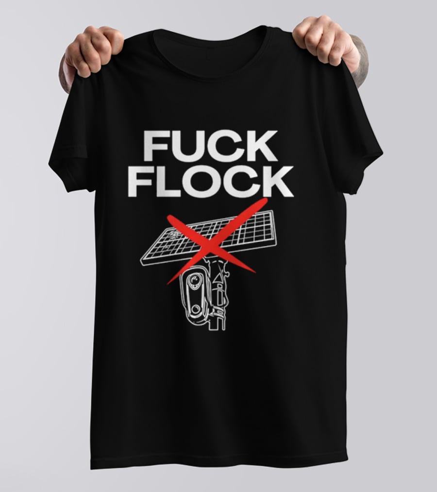 Fuck Flock Surveillance Camera Solar Panel Red X T-Shirt