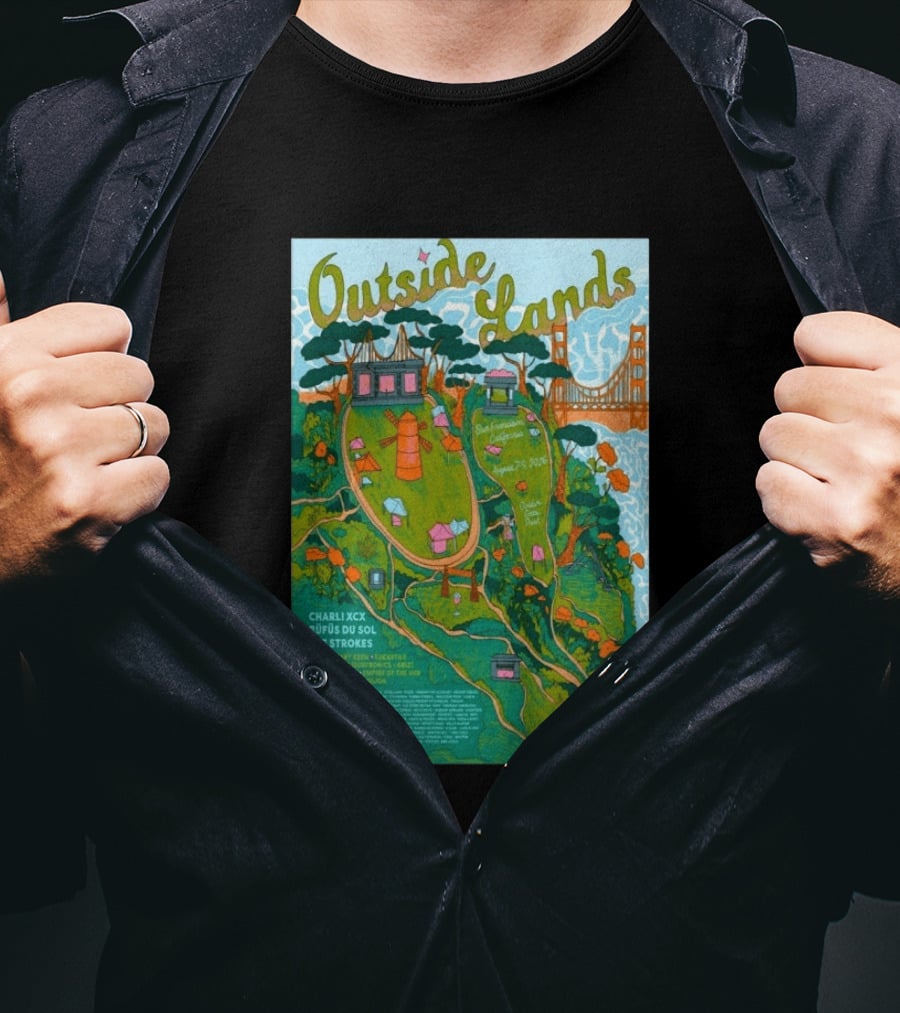 Outside Lands San Francisco August 7 9 2026 Golden Gate Park Charli XCX Rufus Du Sol The Strokes T-Shirt