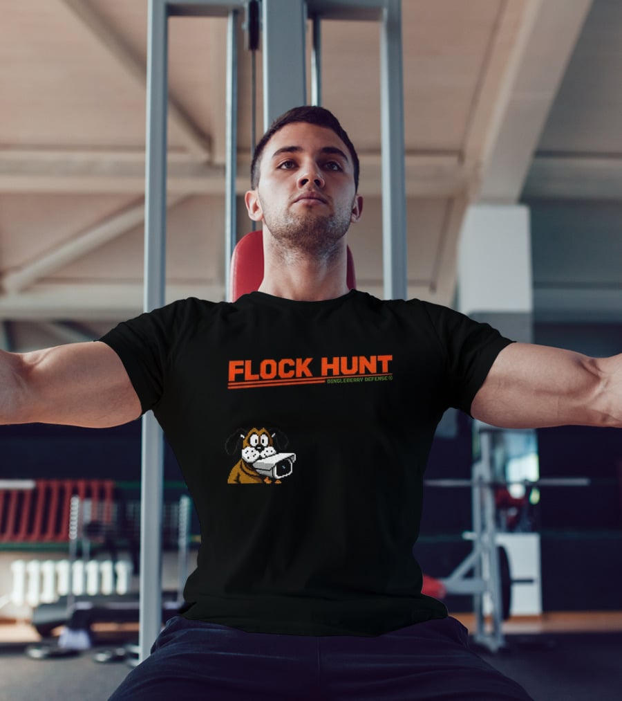 Flock Hunt Pixelated Canine Dingleberry Defense Security Camera T-Shirt