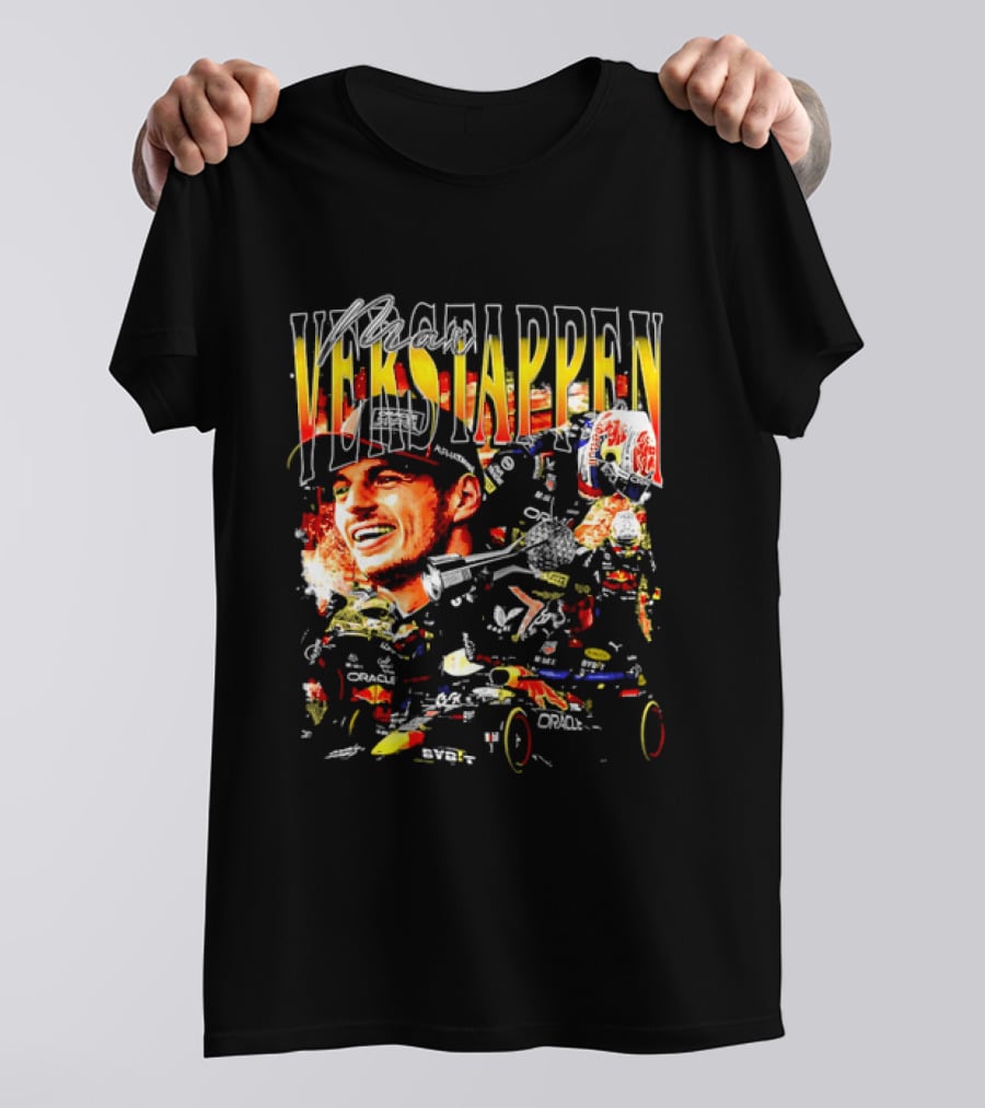 Max Verstappen Red Bull Racing F1 Driver Trophy Car Photo Collage T-Shirt