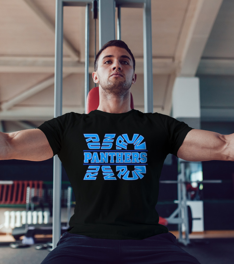 Run Panthers Repeated Blue Kinetic Athletic Block T-Shirt
