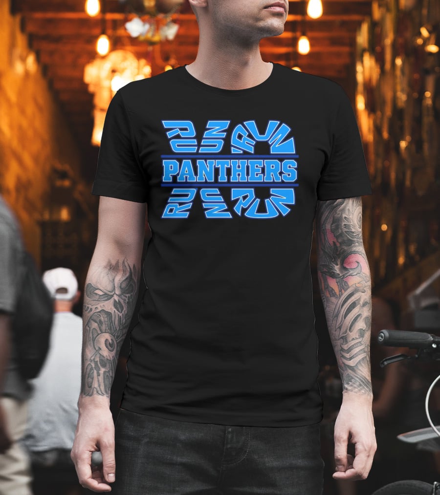 Run Panthers Repeated Blue Kinetic Athletic Block T-Shirt