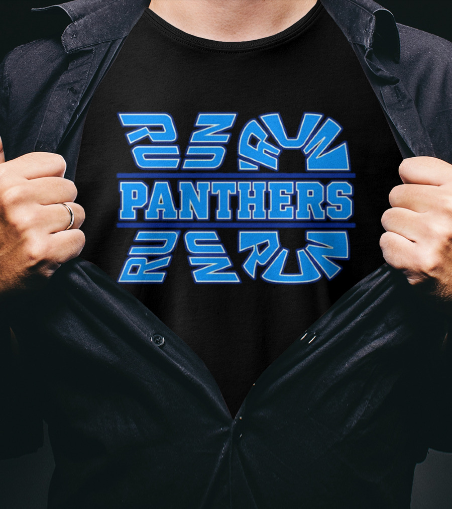 Run Panthers Repeated Blue Kinetic Athletic Block T-Shirt