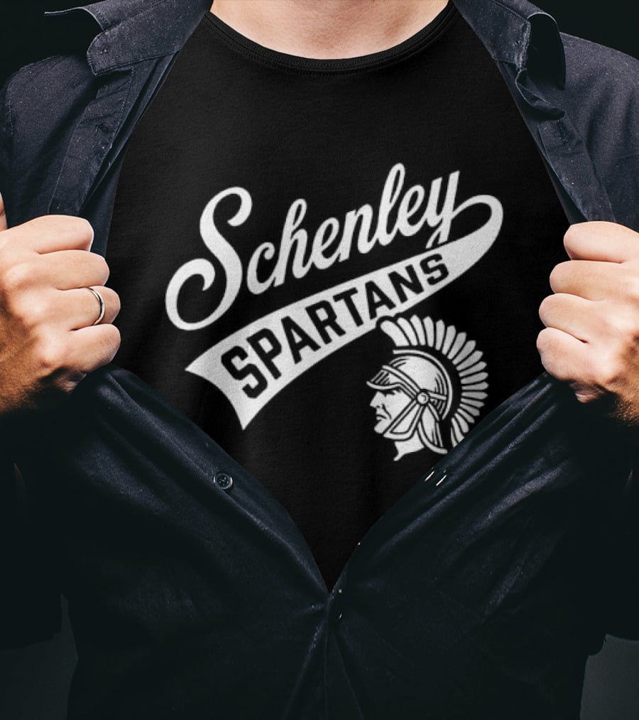 Schenley Spartans Cursive Script Banner Helmet Crest T-Shirt