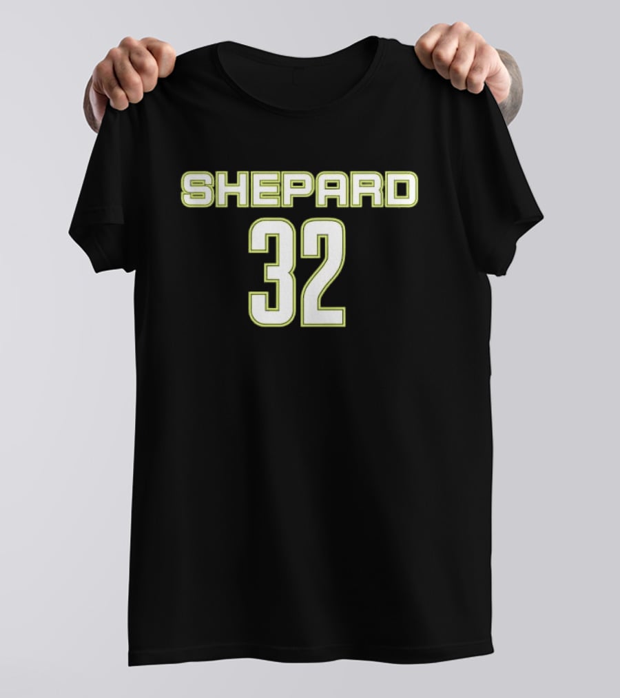 Shepard 32 Lime Green Athletic Block Lettering Jersey T-Shirt