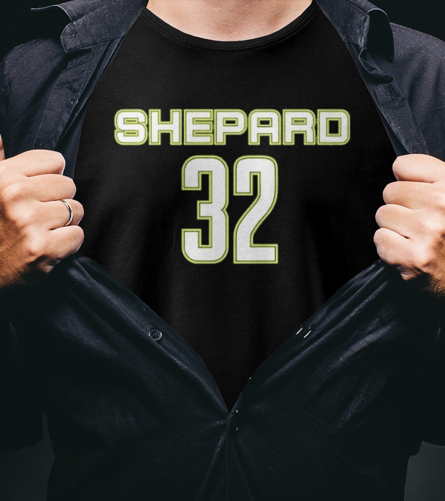 Shepard 32 Lime Green Athletic Block Lettering Jersey T-Shirt