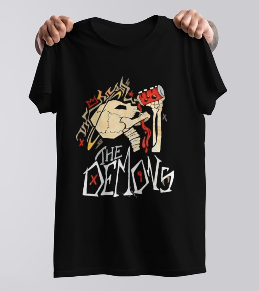The Demons Crowned Skeleton Skull Drinking Spray Can T-Shirt