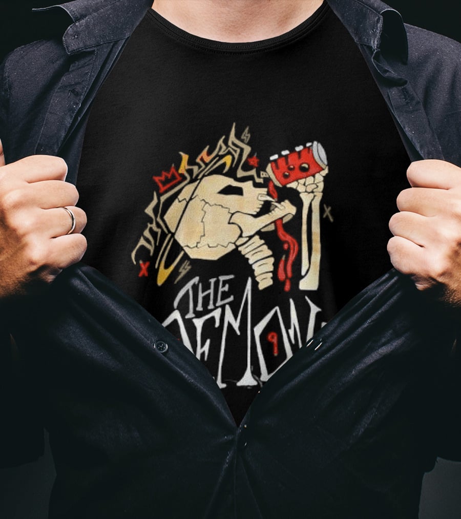 The Demons Crowned Skeleton Skull Drinking Spray Can T-Shirt