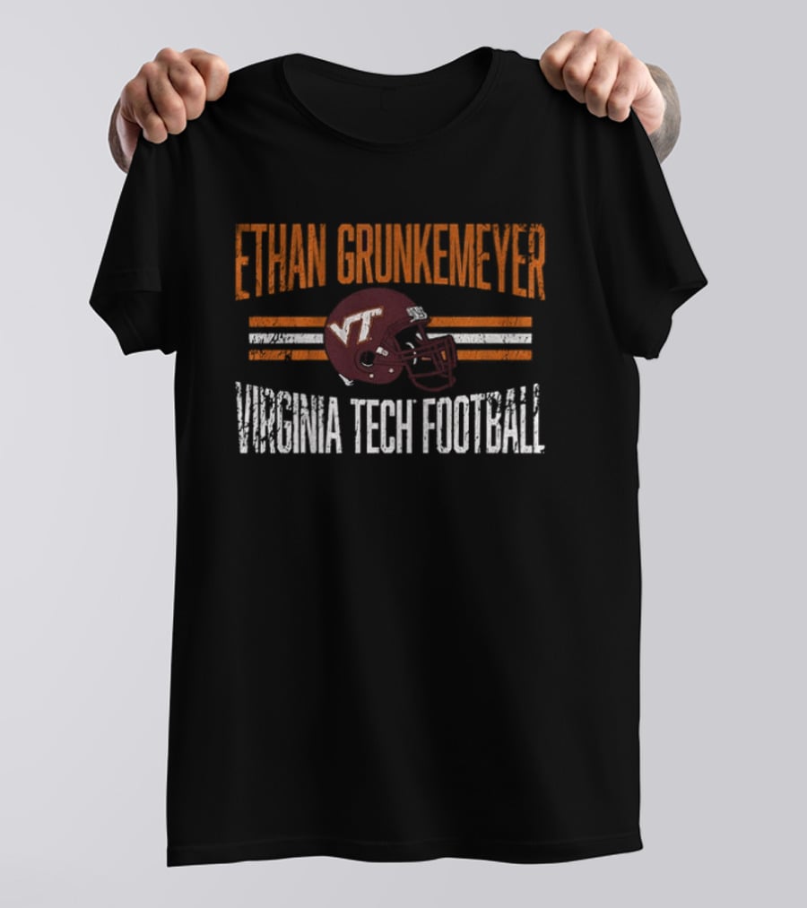 Ethan Grunkemeyer Virginia Tech Football VT Helmet T-Shirt
