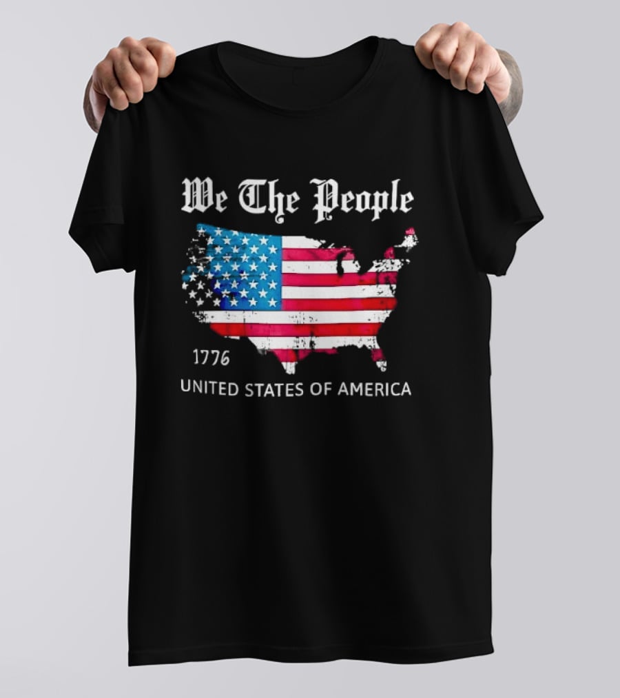 We The People 1776 Distressed USA Map Flag United States Of America T-Shirt