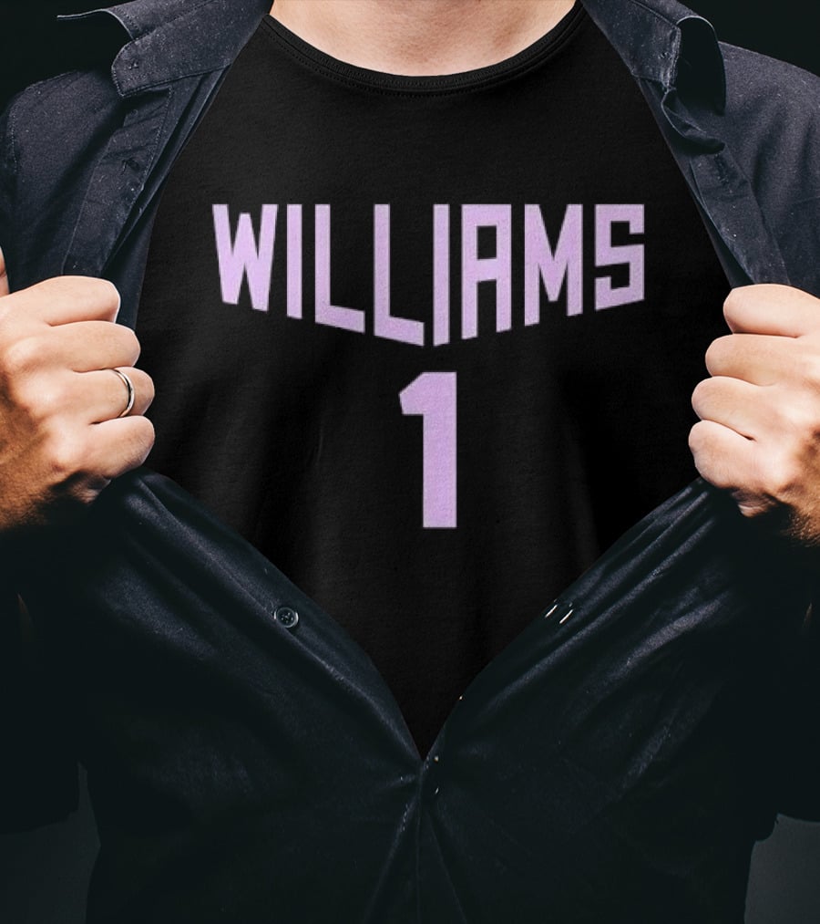 Williams 1 Purple Arched Block Font Jersey T-Shirt