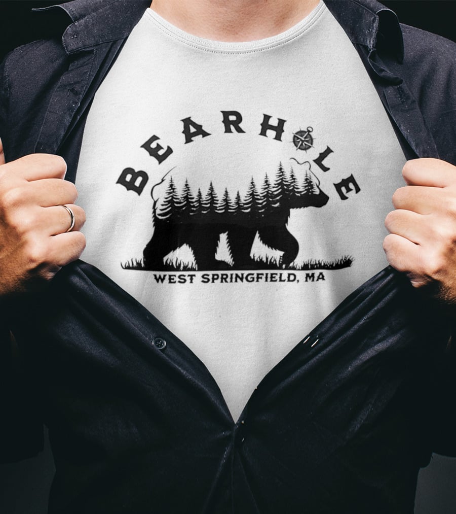 Bearhole West Springfield MA Bear Forest Landscape Compass T-Shirt