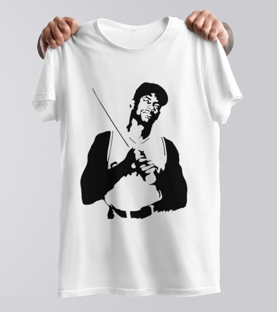 Black And White Stencil Baseball Batter Holding Bat T-Shirt