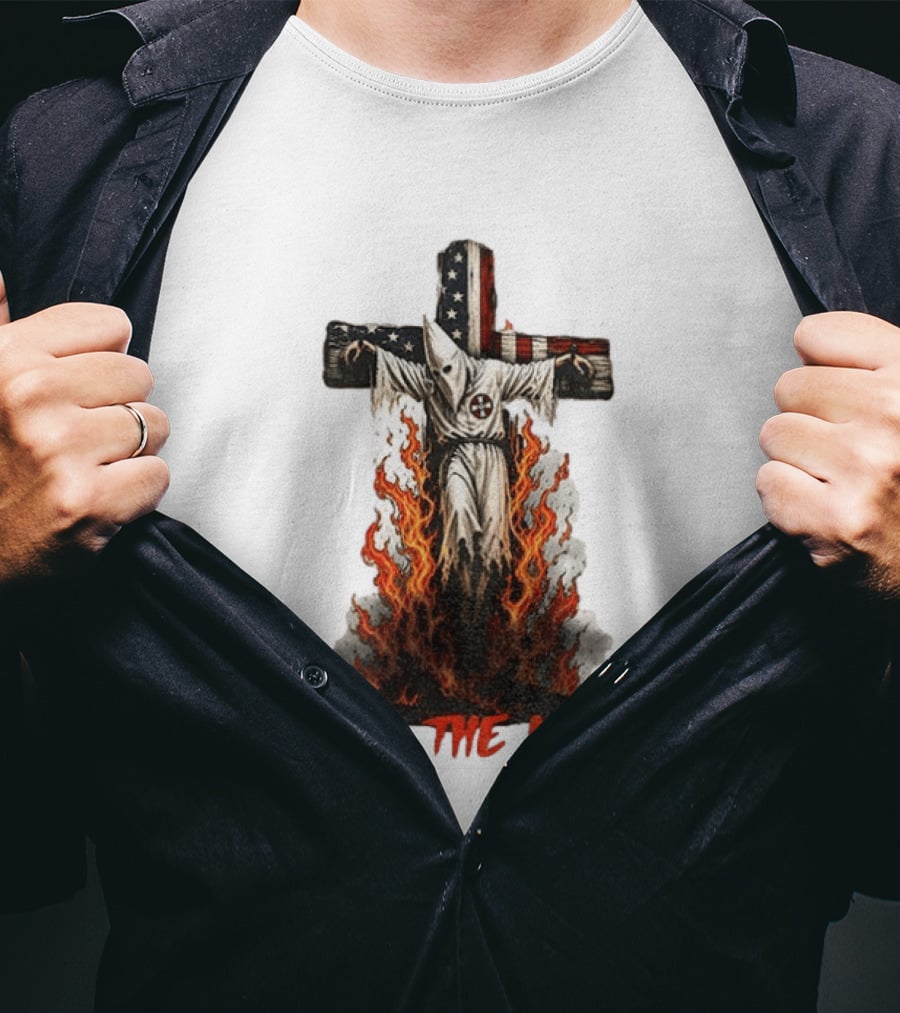 Ku Klux Klan Burning American Flag Cross Kill The Klan T-Shirt