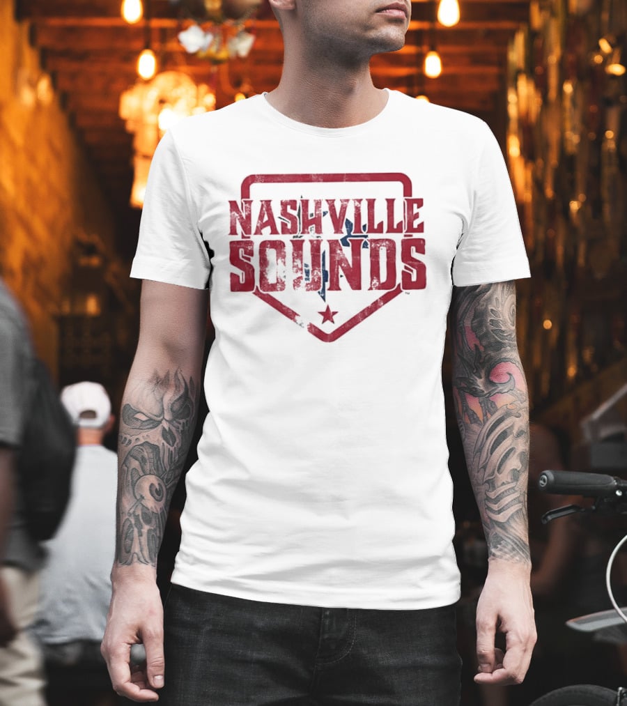 Nashville Sounds Distressed Home Plate Tennessee State Star T-Shirt