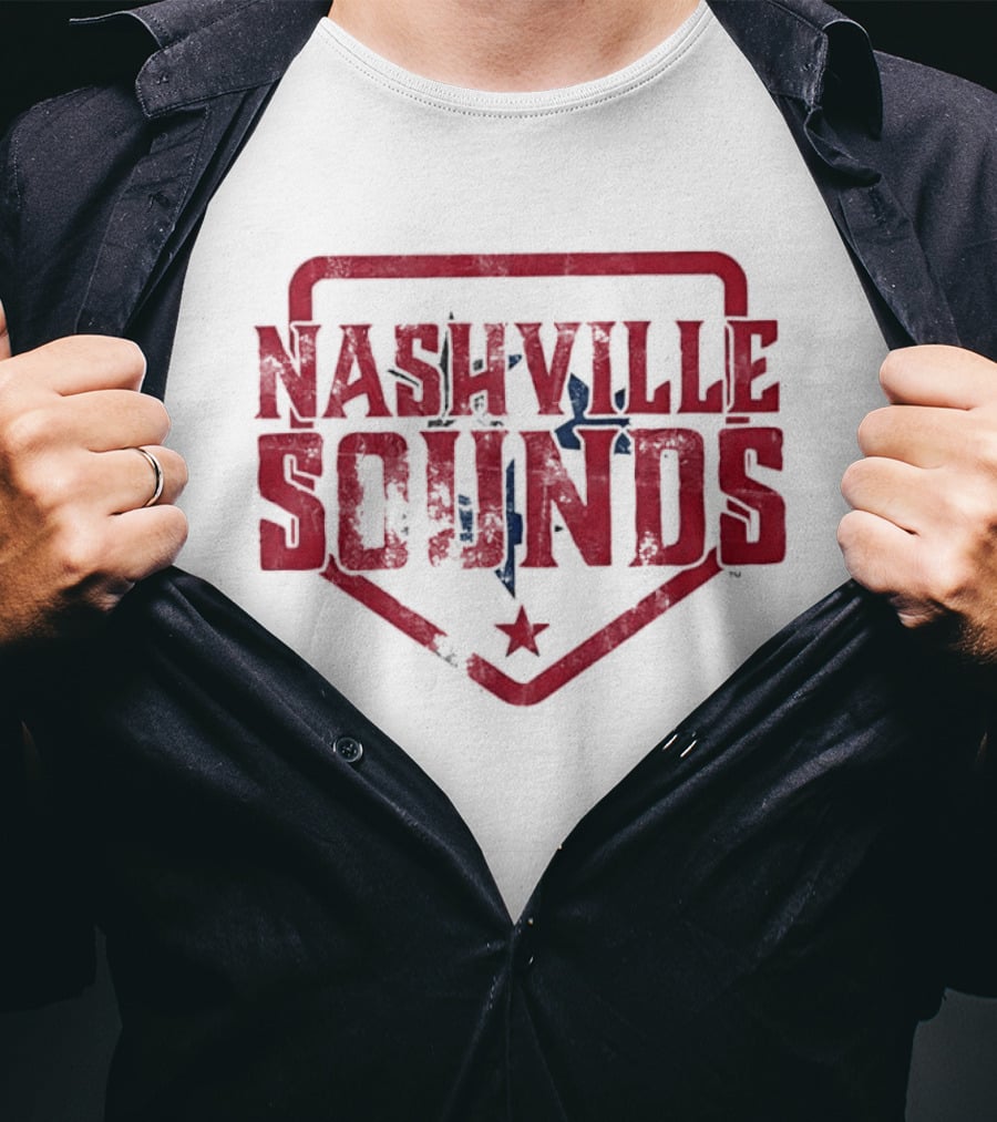 Nashville Sounds Distressed Home Plate Tennessee State Star T-Shirt