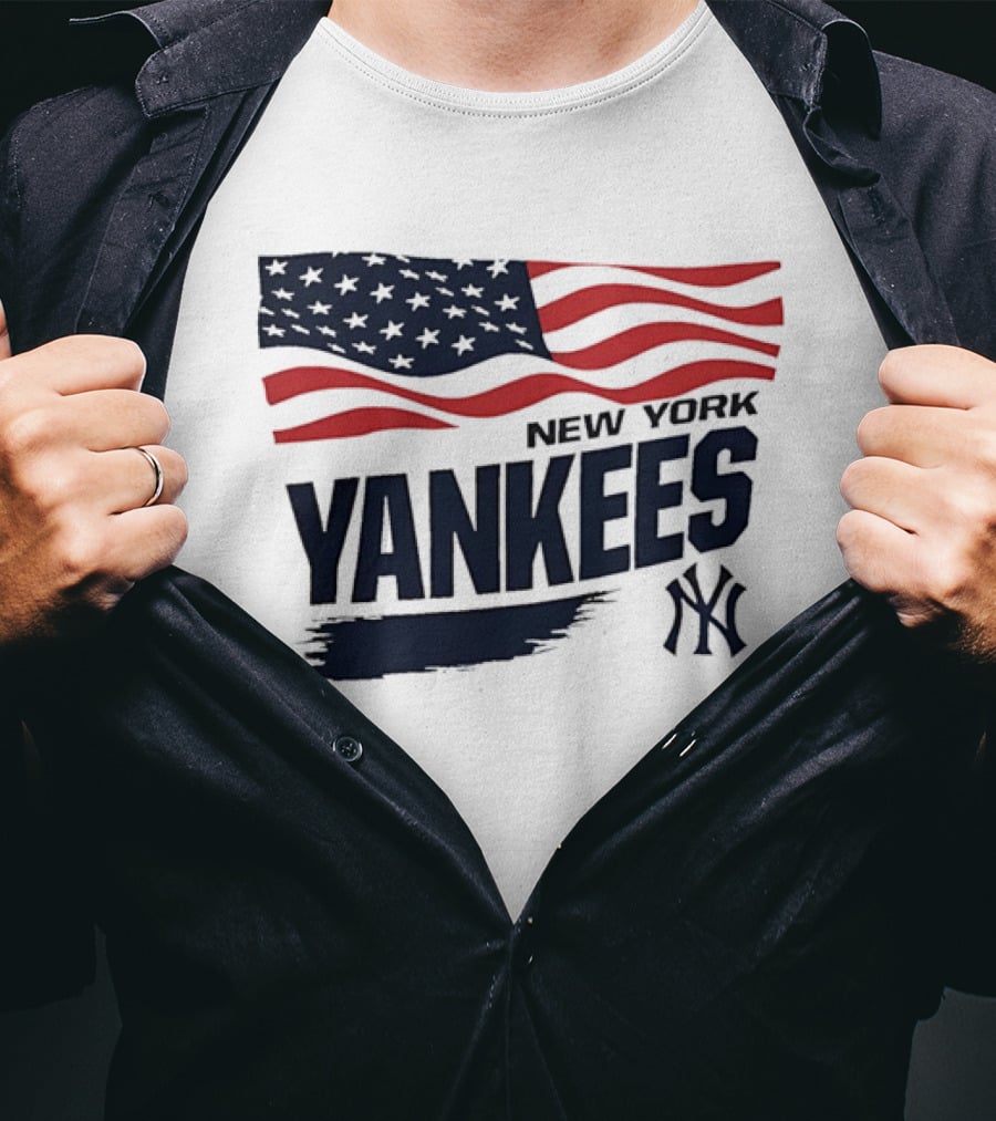 New York Yankees American Flag Brushstroke NY Yankees MLB T-Shirt