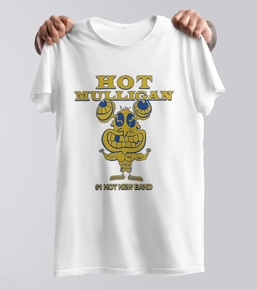 Hot Mulligan New Band Cartoon Flexing Biceps Yellow Version T-Shirt