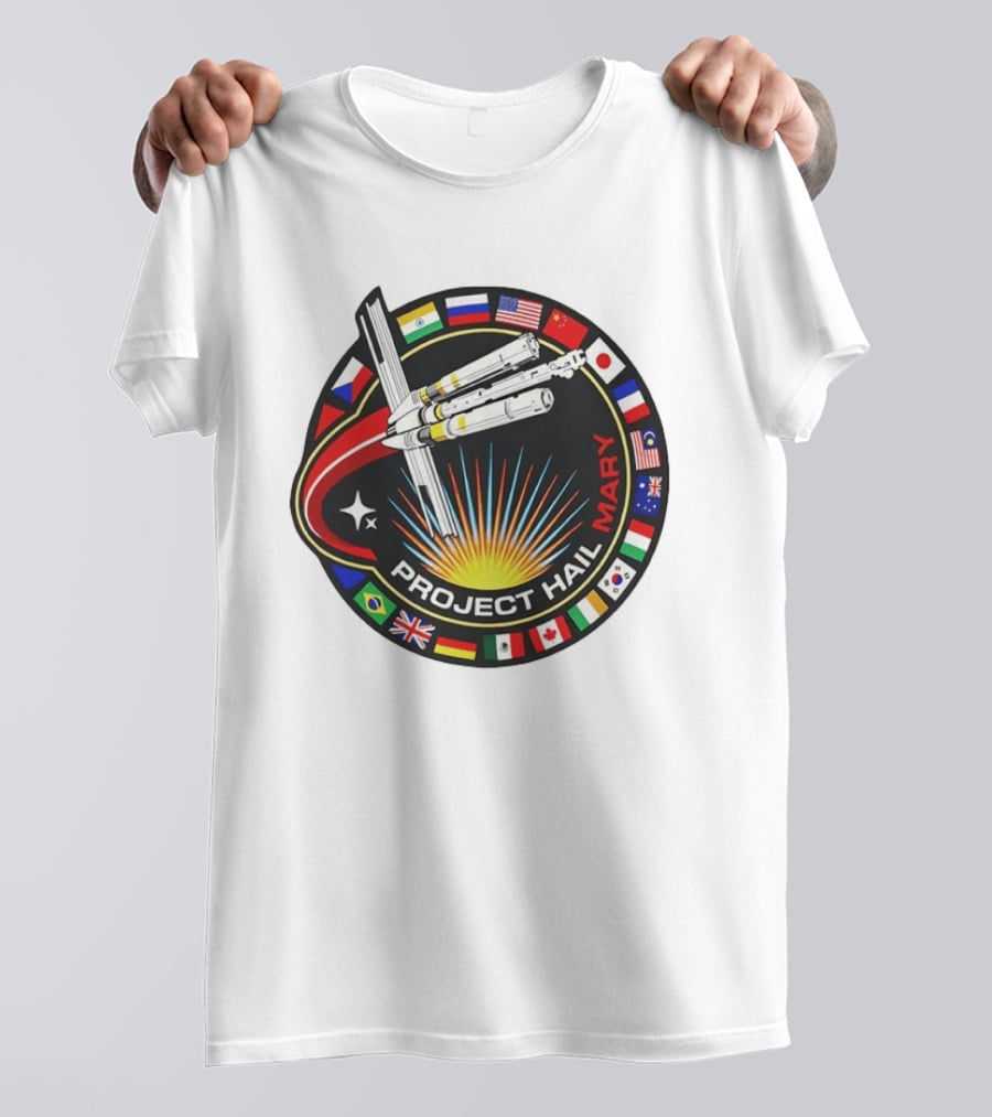 Project Hail Mary Ryland Grace Sci Fi Spacecraft Mission Flags T-Shirt