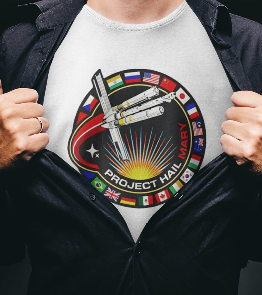 Project Hail Mary Ryland Grace Sci Fi Spacecraft Mission Flags T-Shirt