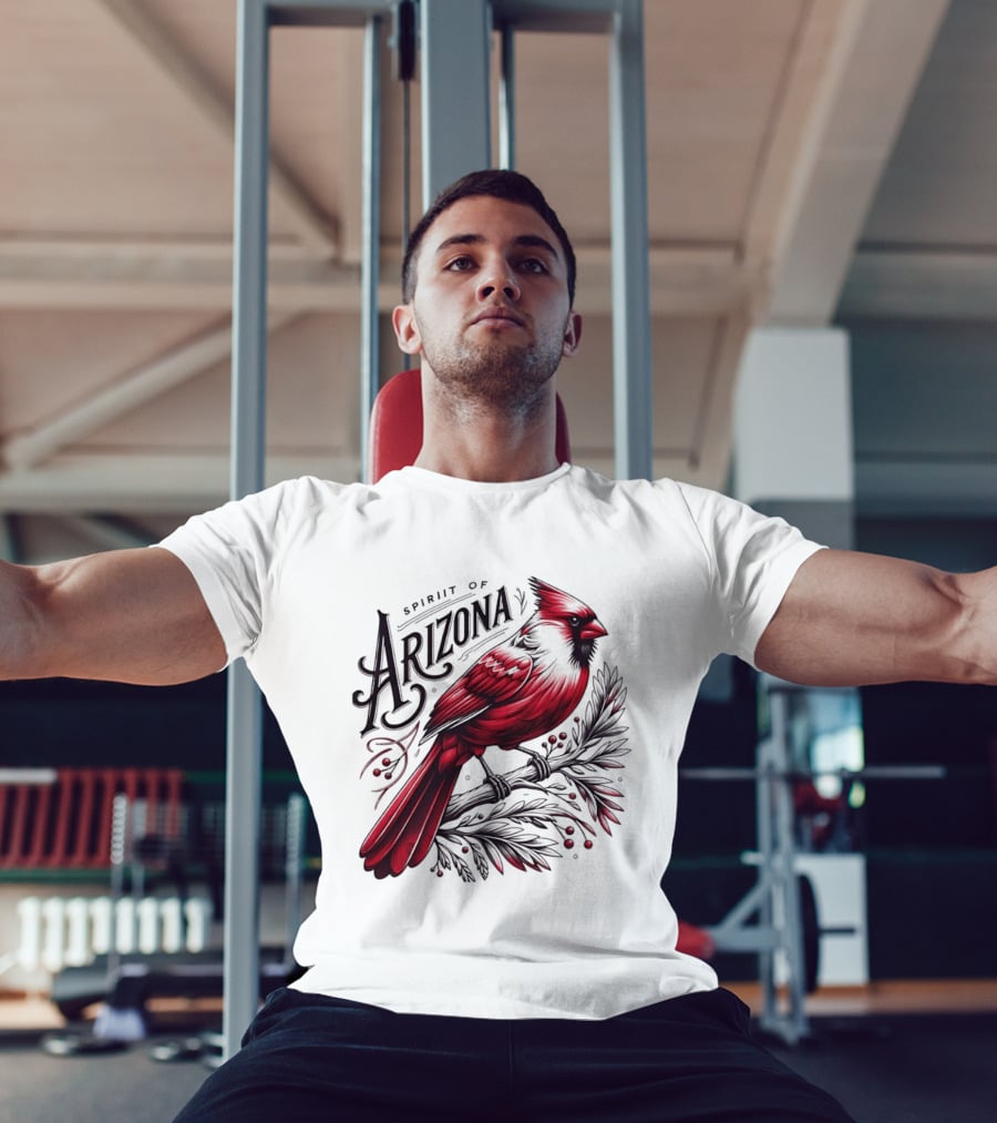 Arizona Red Cardinal Spirit Perched On Branch Berries T-Shirt