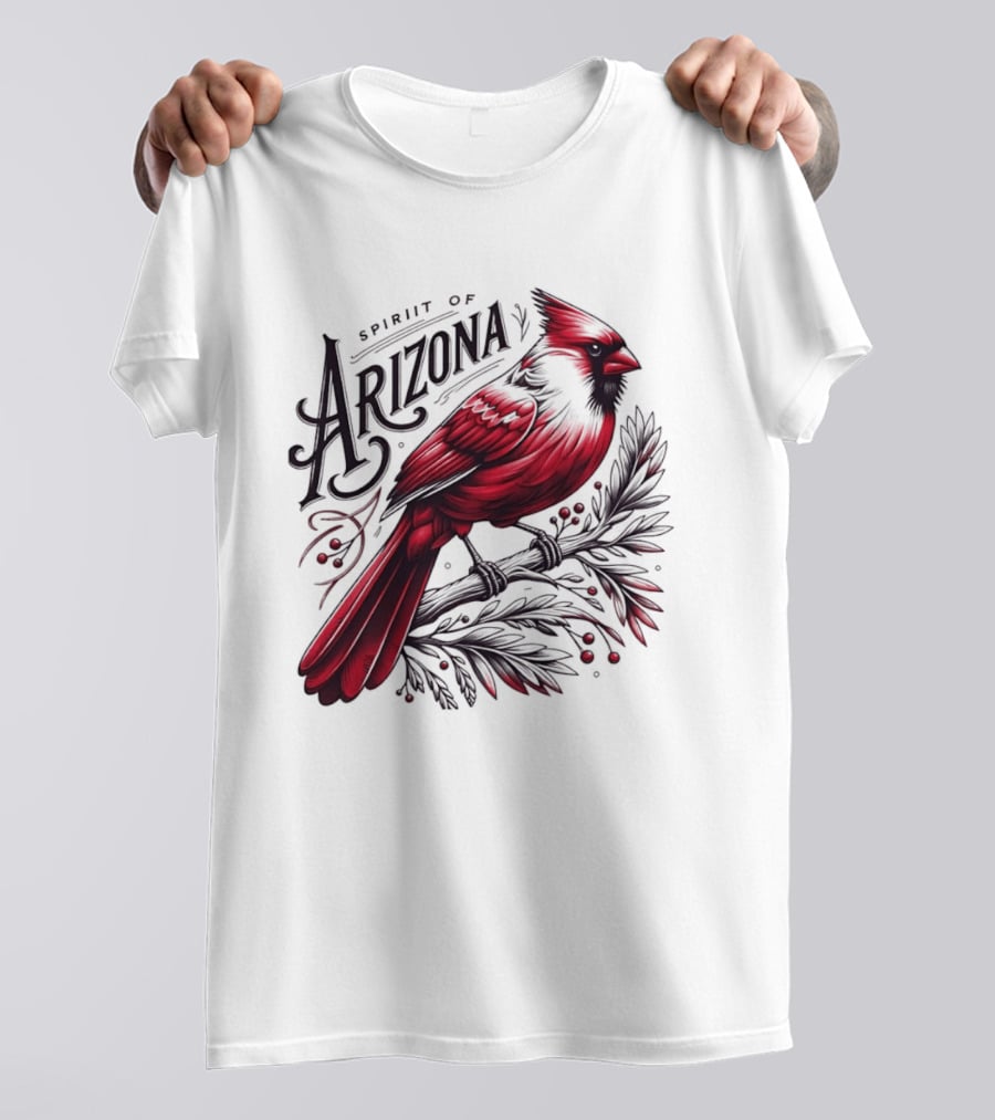 Arizona Red Cardinal Spirit Perched On Branch Berries T-Shirt