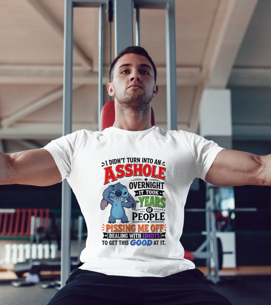 I Didn't Turn Into An Asshole Overnight It Took Years Of People Pissing Me Off Dealing With Idiots To Get This Good At It Stitch Cartoon T-Shirt