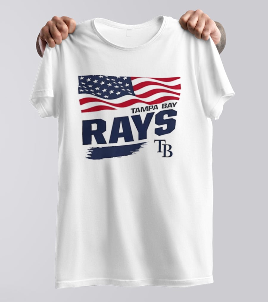 Tampa Bay Rays MLB American Flag Brush Stroke TB T-Shirt