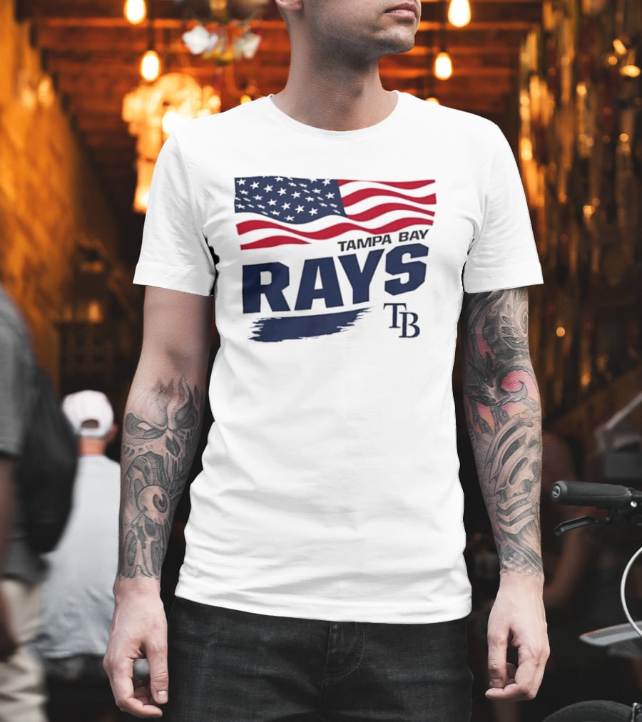 Tampa Bay Rays MLB American Flag Brush Stroke TB T-Shirt