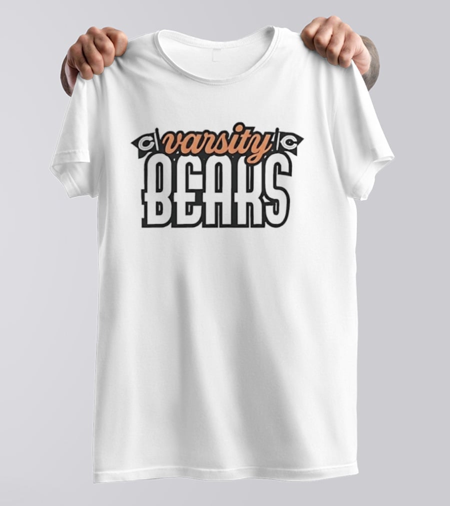 Varsity Bears Banner Peach Script Block Lettering Flags T-Shirt