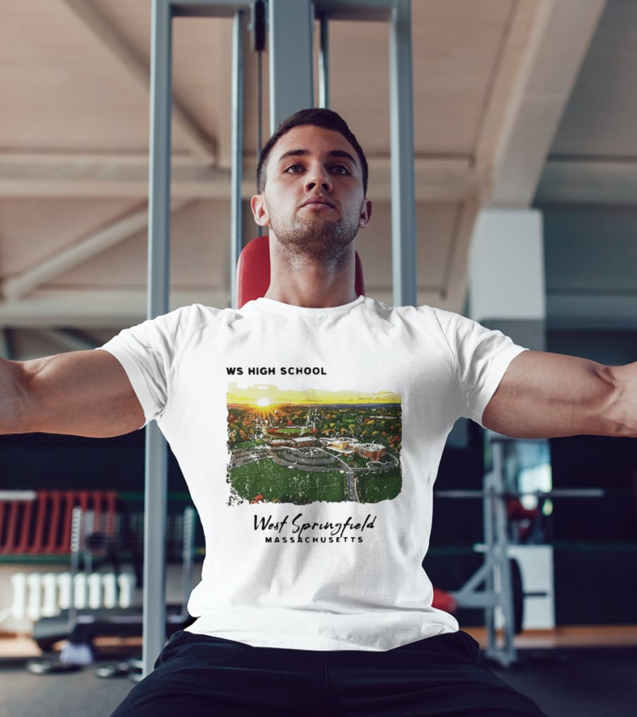 WS High School West Springfield Massachusetts Aerial Sunset Campus Landscape T-Shirt