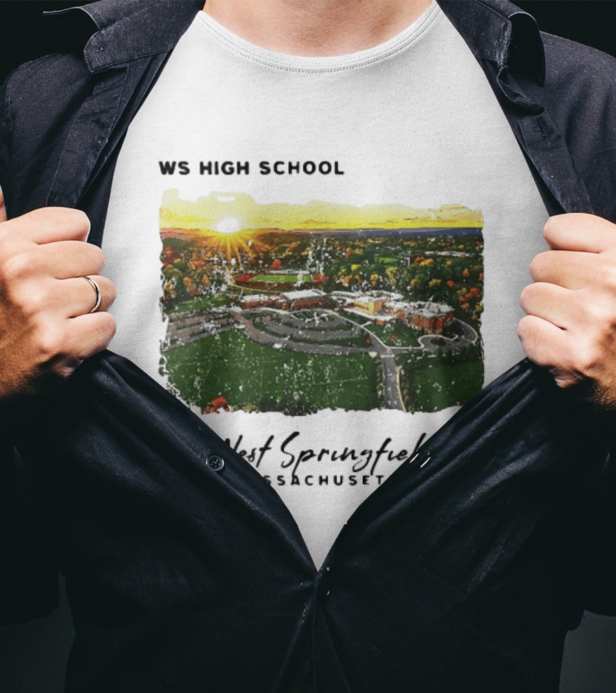 WS High School West Springfield Massachusetts Aerial Sunset Campus Landscape T-Shirt
