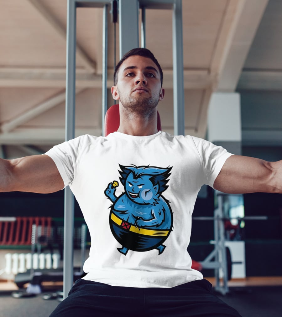 X Men Beast Caricature Cartoon Blue Character Cupcake T-Shirt