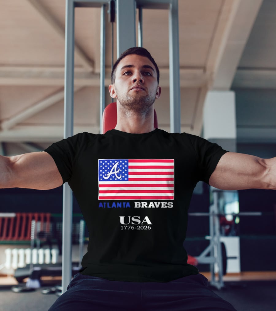 Atlanta Braves USA 1776 2026 American Flag Script A T-Shirt