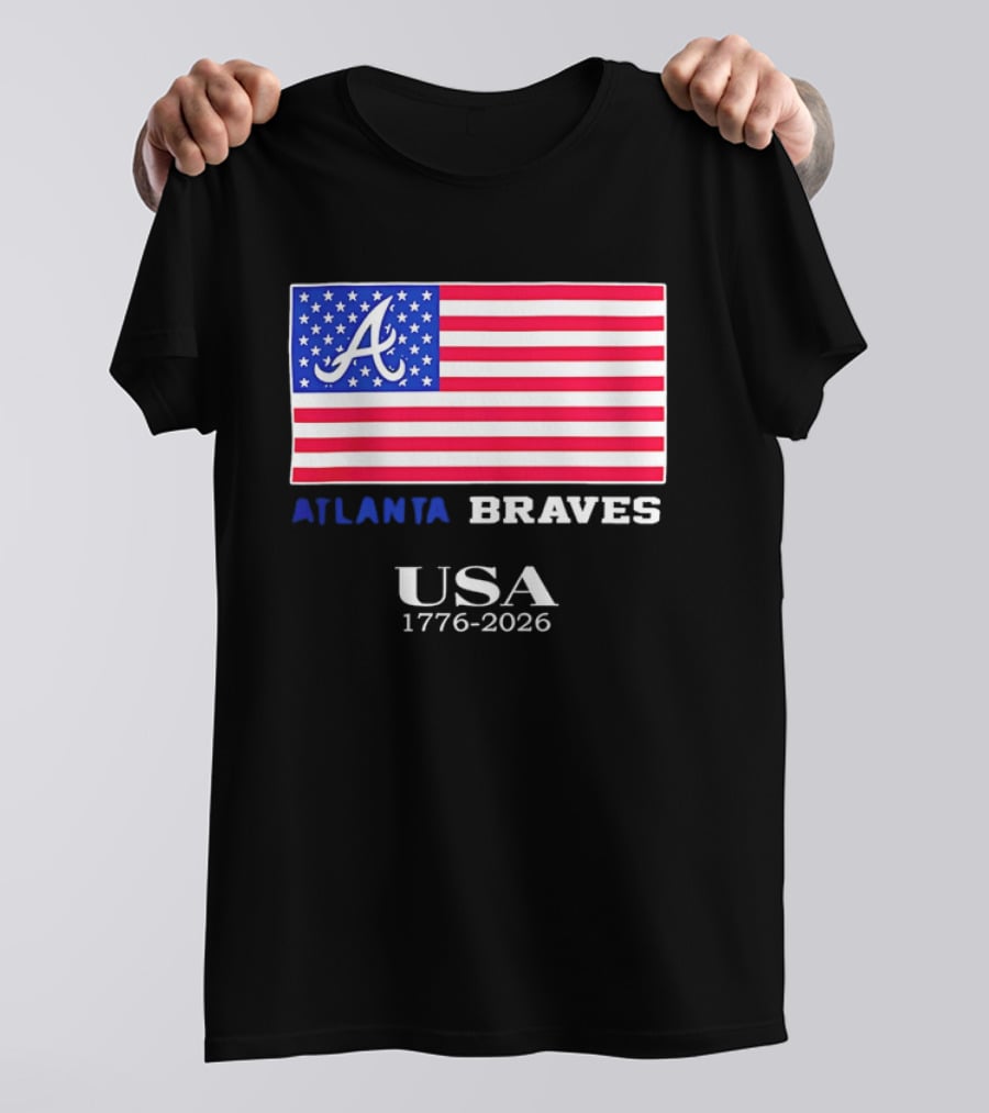 Atlanta Braves USA 1776 2026 American Flag Script A T-Shirt