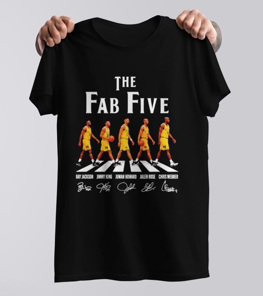 Michigan Wolverines The Fab Five Abbey Road Ray Jackson Jimmy King Juwan Howard Jalen Rose Chris Webber T-Shirt