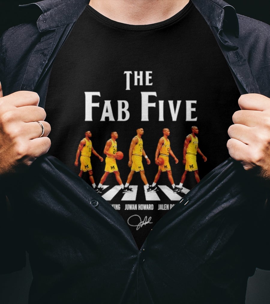Michigan Wolverines The Fab Five Abbey Road Ray Jackson Jimmy King Juwan Howard Jalen Rose Chris Webber T-Shirt