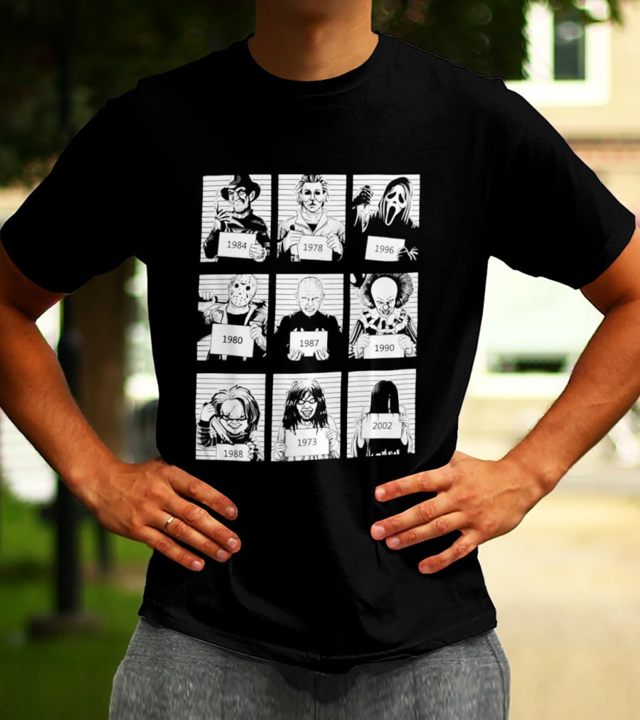 Horror Movie Villain Shot Infamous Characters Collage T-Shirt