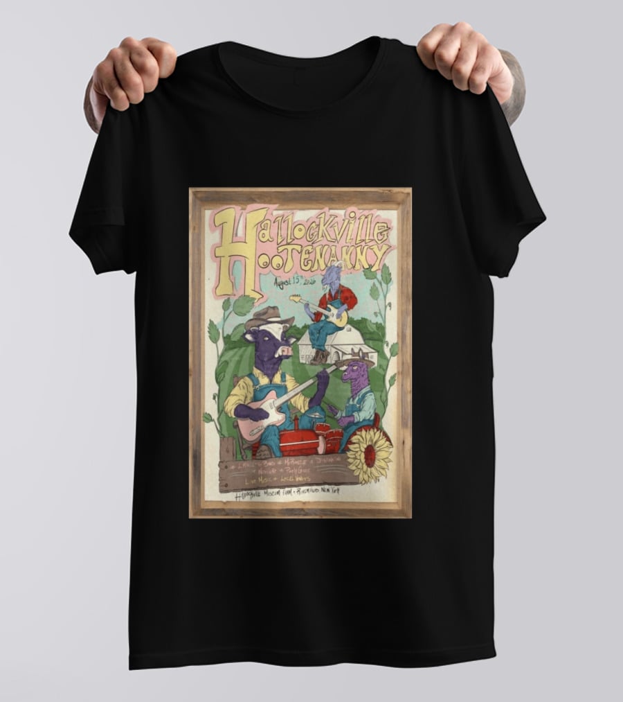 Hallockville Hootenanny August 15 2026 Live Music Farm Riverhead NY T-Shirt