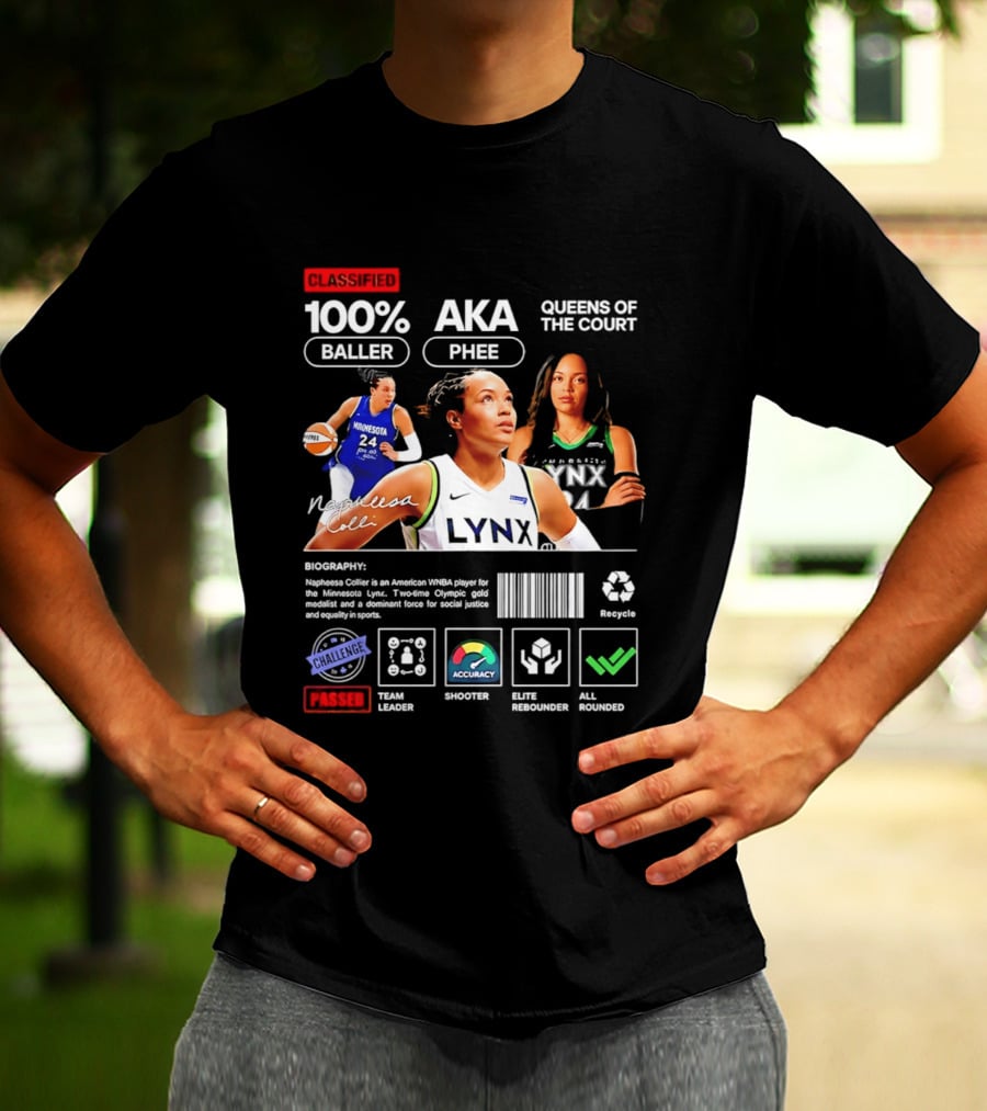 Napheesa Collier Minnesota Lynx 100% Baller AKA Phee Queens Of The Court T-Shirt