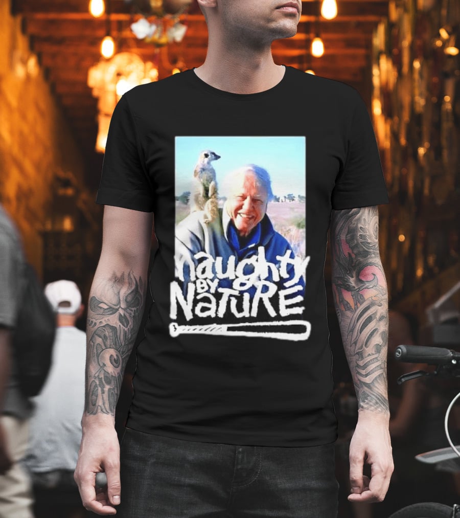 Naughty By Nature David Attenborough Meerkat Wildlife Photo T-Shirt