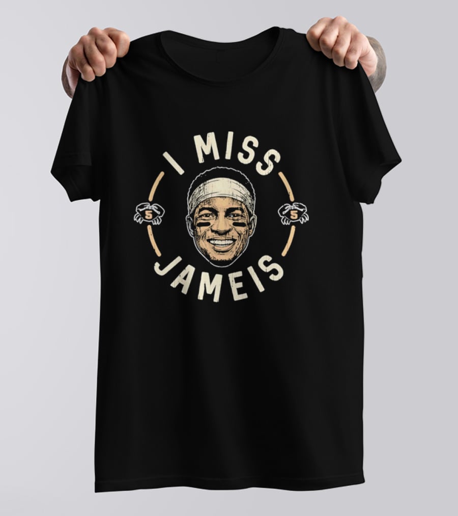 I Miss Jameis Headband Eyeblack Crab Caricature Distressed T-Shirt