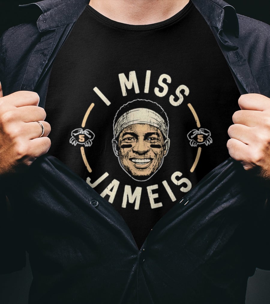 I Miss Jameis Headband Eyeblack Crab Caricature Distressed T-Shirt