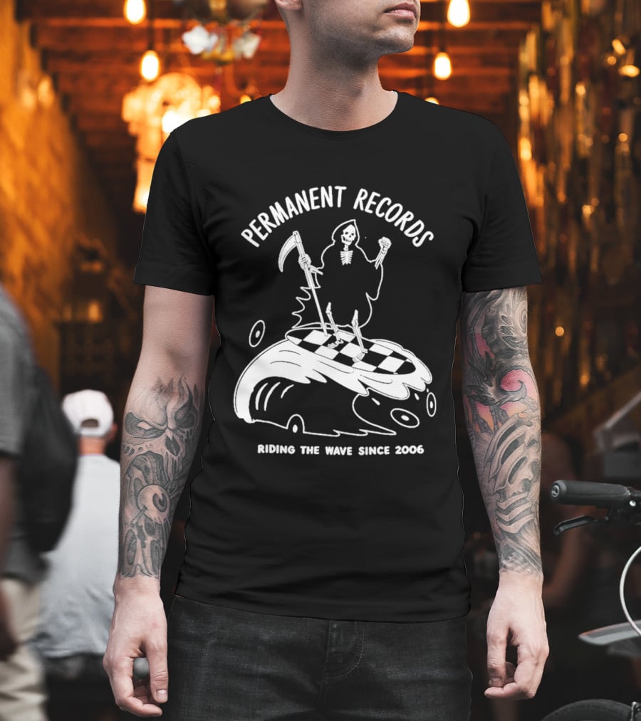 Permanent Records Grim Reaper Riding The Wave Since 2006 T-Shirt
