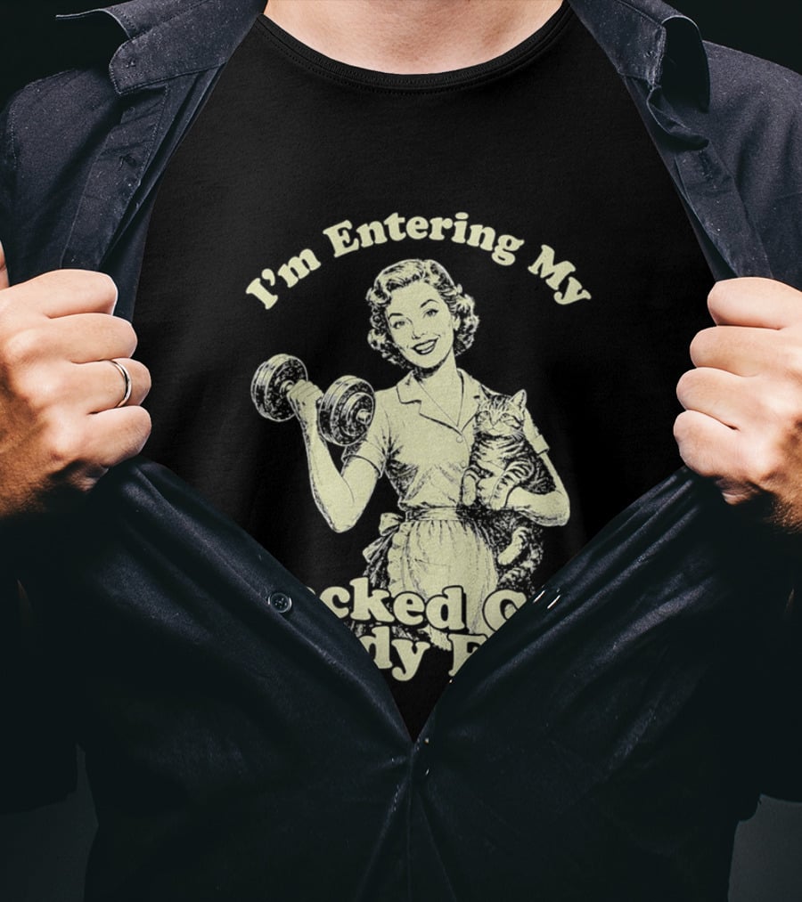 I'm Entering My Jacked Cat Lady Era Retro Fitness Cats T-Shirt