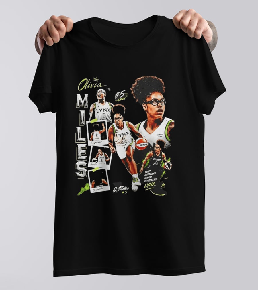 Olivia Miles No 5 Minnesota Lynx Fearless Driven Determined T-Shirt