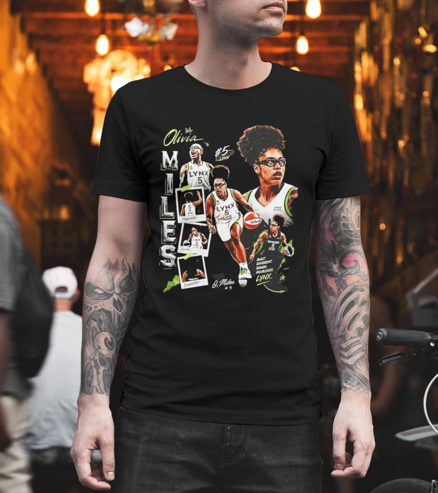Olivia Miles No 5 Minnesota Lynx Fearless Driven Determined T-Shirt