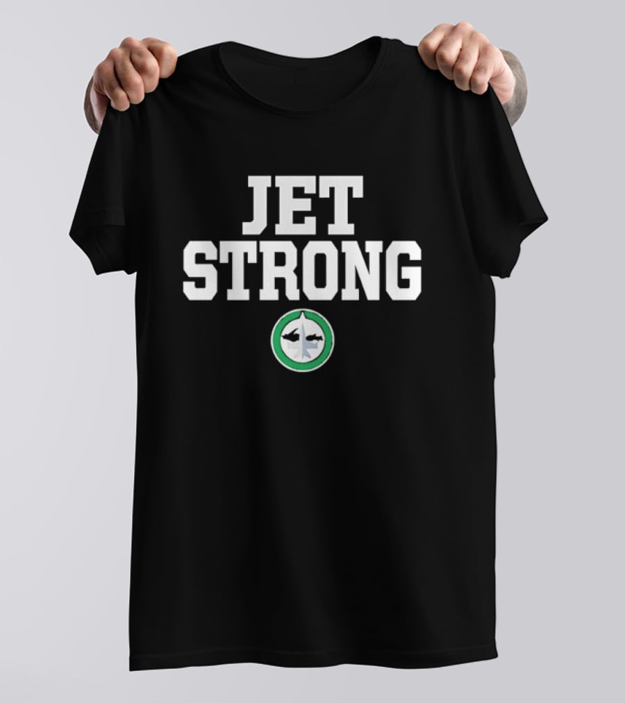 JET STRONG Dark Green Circular Fighter Aircraft T-Shirt