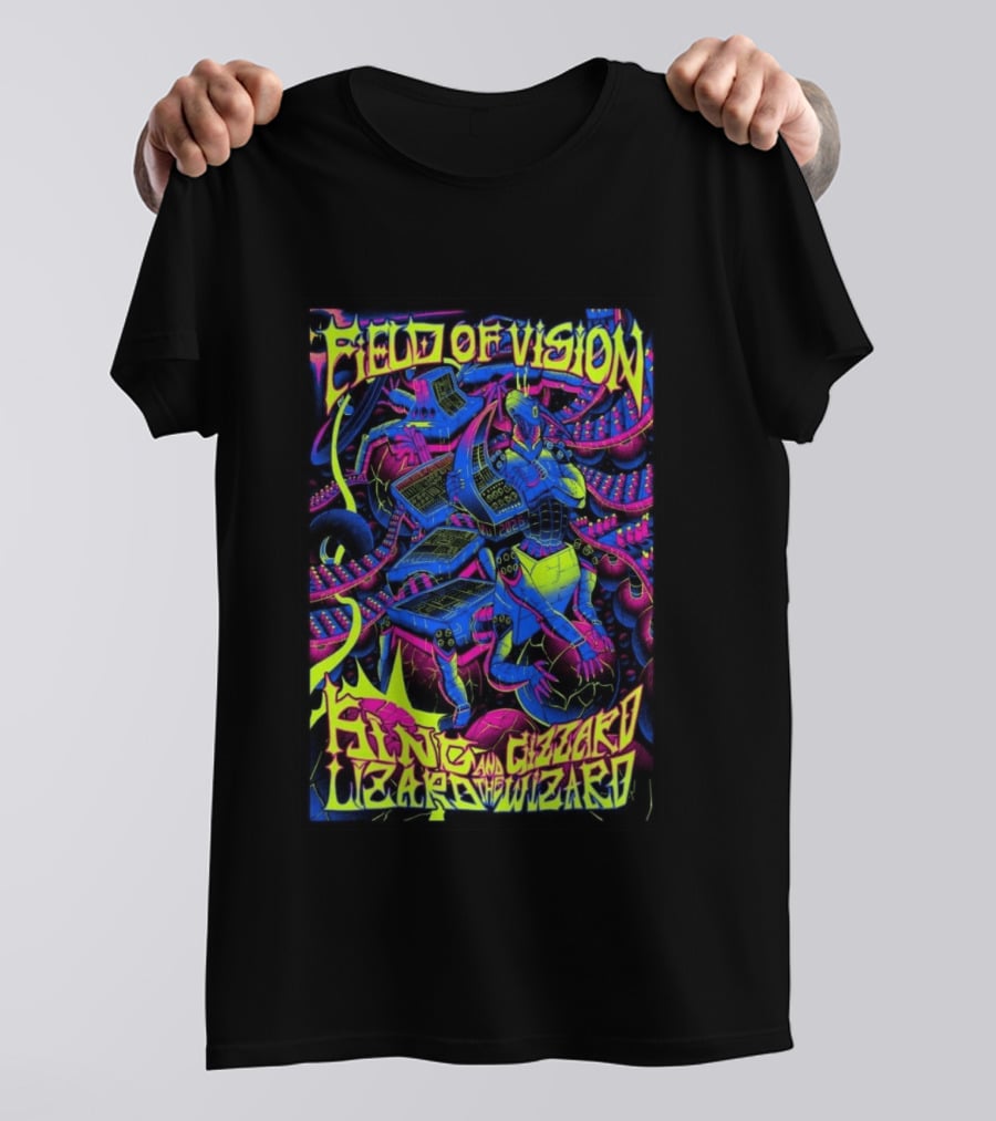 King Gizzard And The Lizard Wizard 2026 Field Of Vision Neon Psychedelic Robot T-Shirt