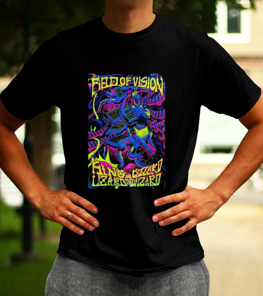 King Gizzard And The Lizard Wizard 2026 Field Of Vision Neon Psychedelic Robot T-Shirt